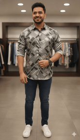 The Silver Square Long Sleeve Shirt - Big Boyz Collections