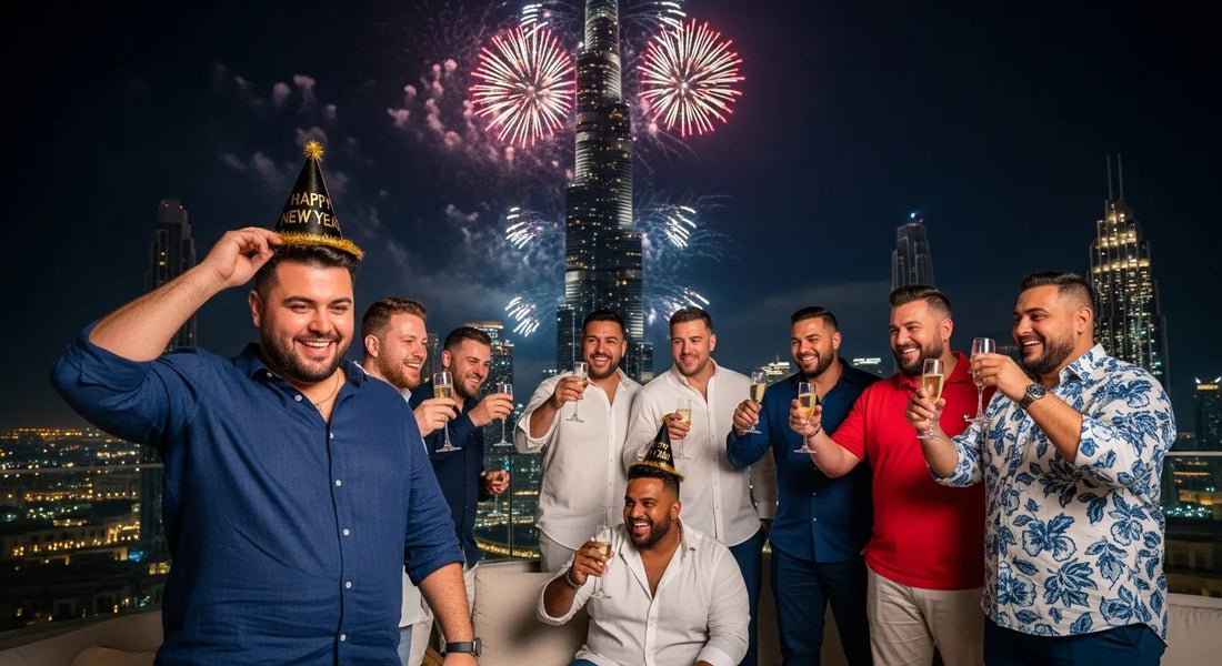 Plus Size Men in New Year Celebration in Dubai