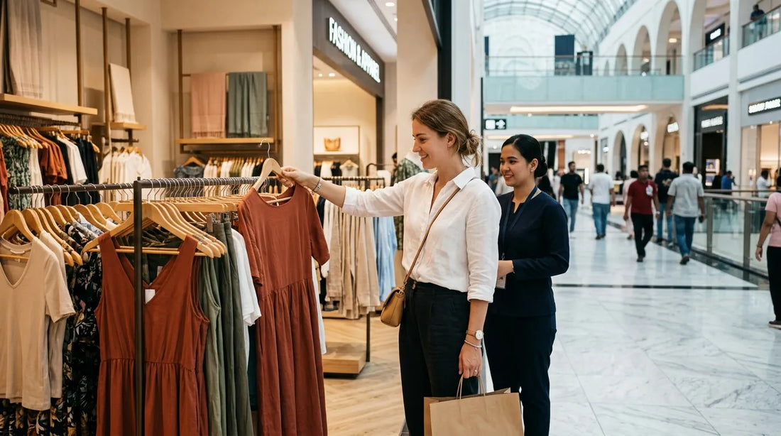 A tourist buying clothes in one of best shopping mall in dubai